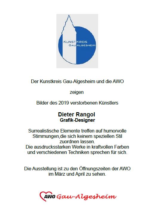 Einladung zur Ausstellung Dieter Rangol in der AWO Gau-Algesheim