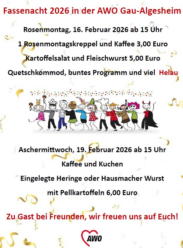 Rosenmontag und Aschermittwoch in der AWO Gau-Algesheim